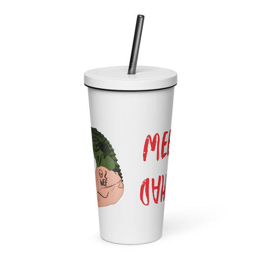 Insulated tumbler with a straw